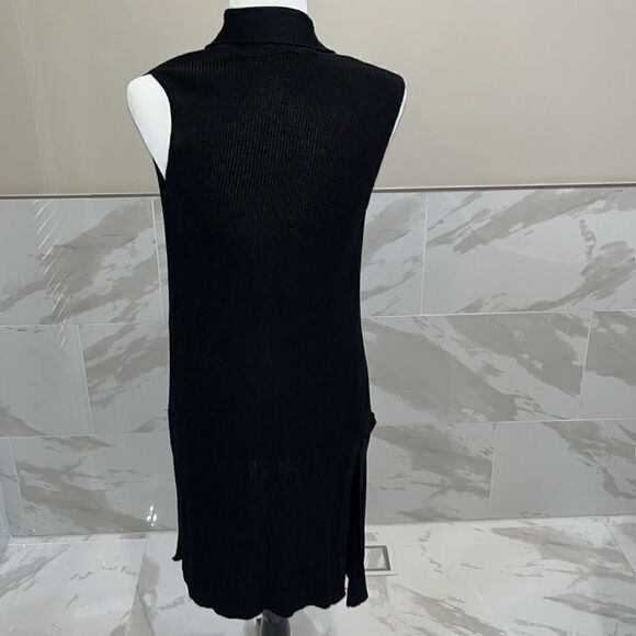 WILFRED DUNKIRK SWEATER M BLACK LONG KNIT OPEN CARDIGAN VEST ARITZIA - Picture 4 of 8